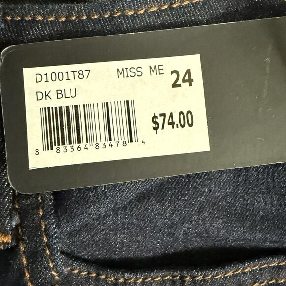 Miss Me Dark Blue Straight Leg Jeans Sz 24 D1001T87 NWT - Picture 10 of 13